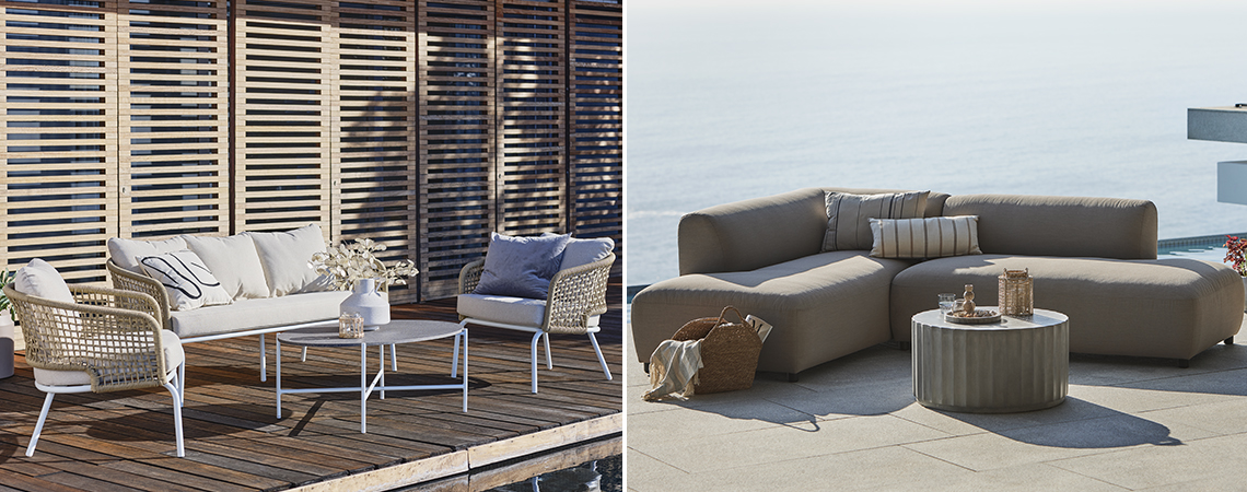 Canapé lounge imperméable coloris sable et beige