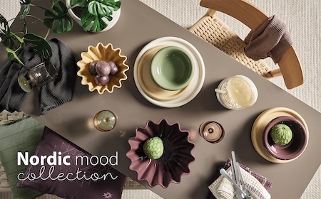 Nouvelle collection Nordic Mood avec des bols et des assiettes aux formes ludiques