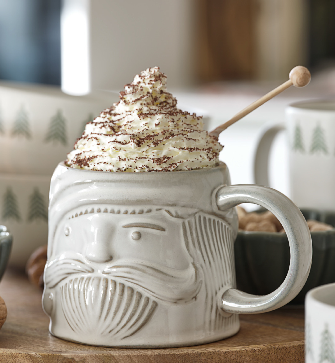 Tasse de Noël PYNT en forme de tête de Père Noël Tasse de Noël contenant une boisson chaude