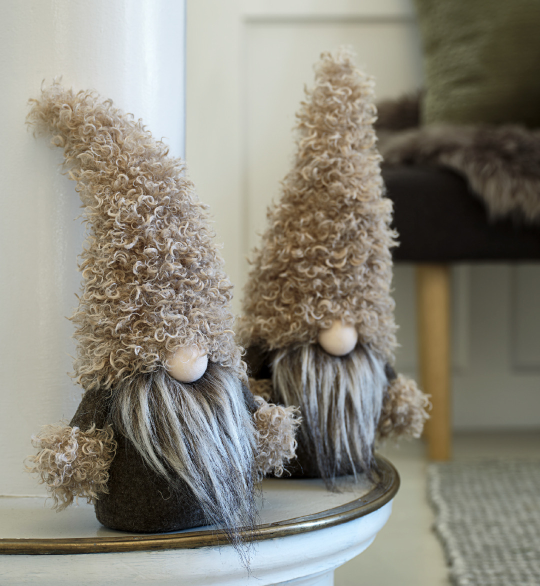 Lutin de Noël LARVIKIT avec un chapeau 2 lutins de Noël beige et brun avec des chapeaux