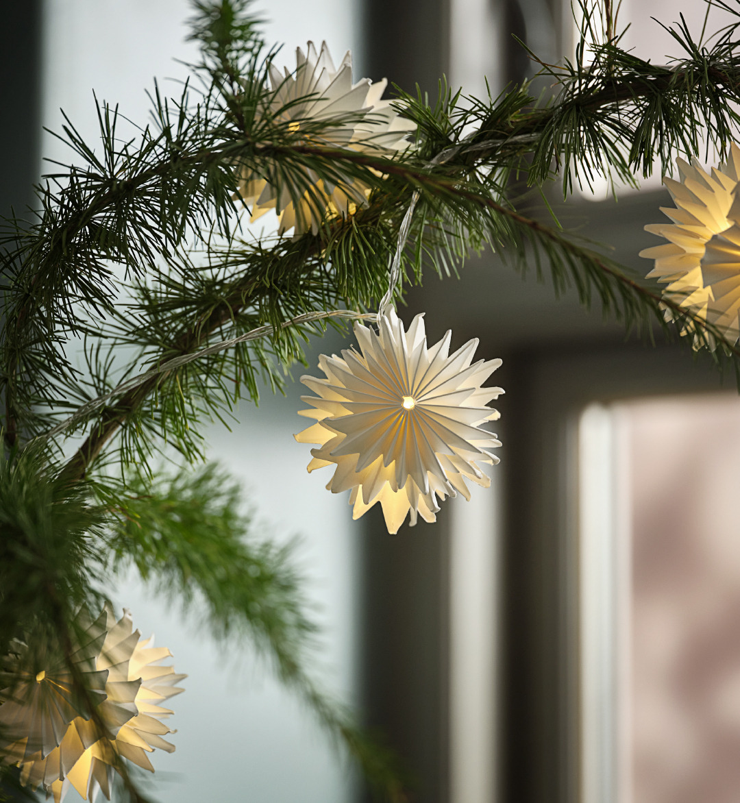 Guirlande lumineuse PLATIN avec étoiles en papier et lumières LED Guirlande lumineuse décorative avec étoiles en papier et lumières LED