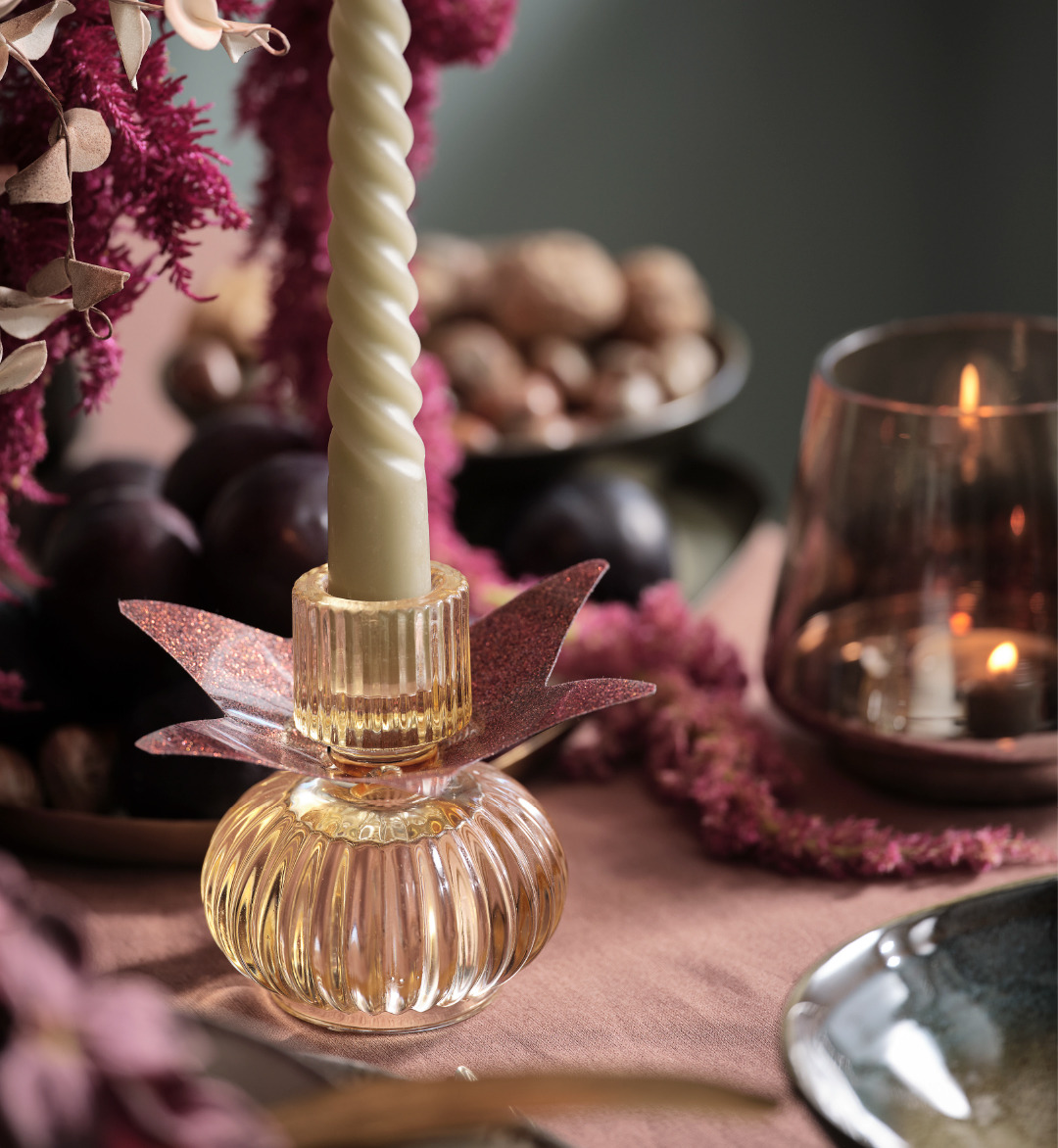Bougeoir FRODE en verre Bougeoir en verre avec bougie en forme de spirale