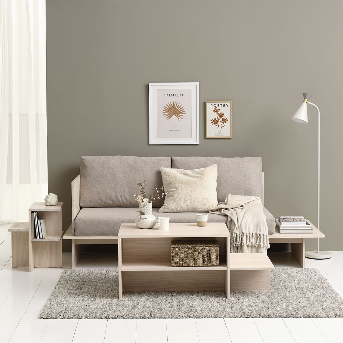 Banquette SOLLERUP Banquette beige 2 places avec des options de rangement