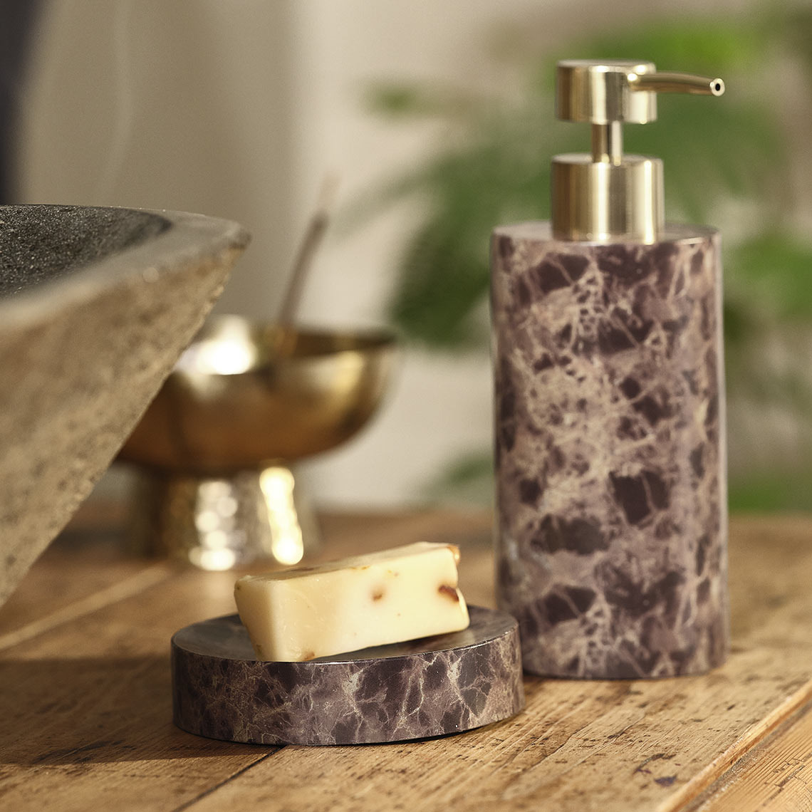 Distributeur de savon et porte-bijoux MAKARYD Accessoires de salle de bains au style marbré