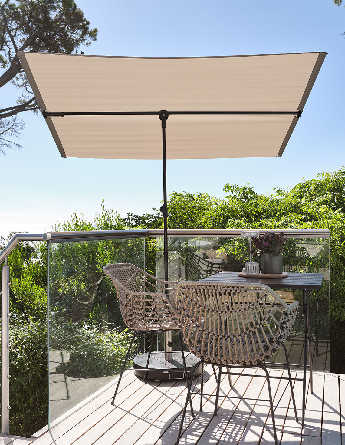 Parasol de balcon HEJLPLET Parasol de balcon sur balcon avec ensemble bistrot