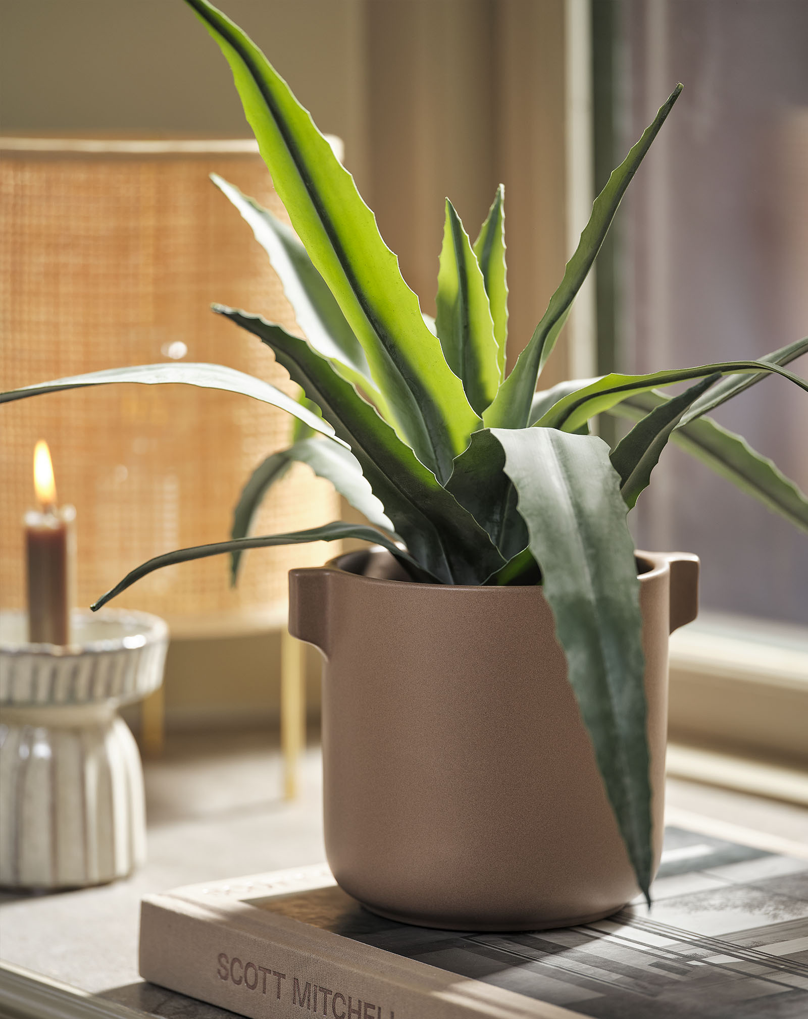 Plante artificielle CELIUS imitation aloe vera Plante artificielle imitation aloe vera vert foncé dans un pot de fleurs