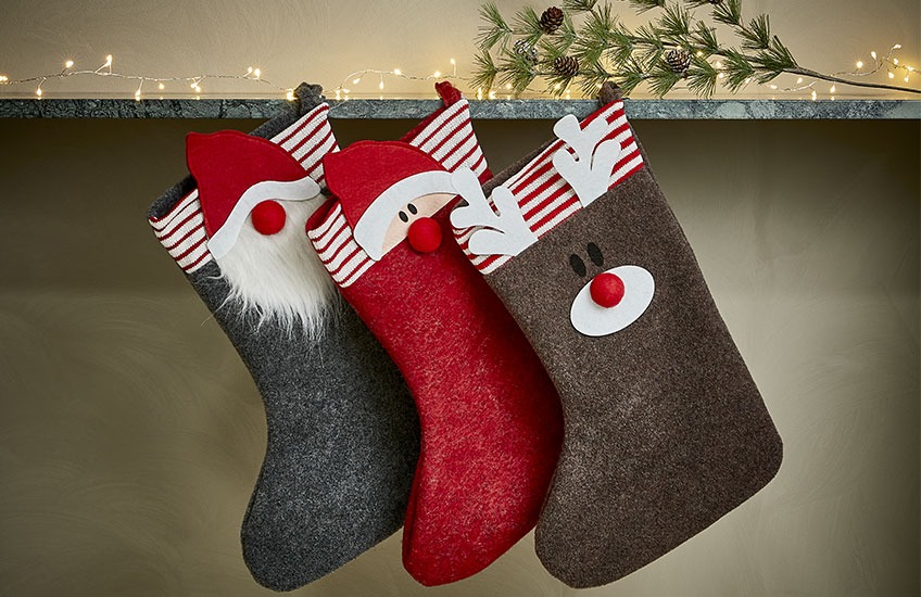 Bas de Noël HIMINROD accrochés et formes de renne de Noël, lutins et Père-Noël Bas de Noël accrochés et formes de renne de Noël, lutins et Père-Noël